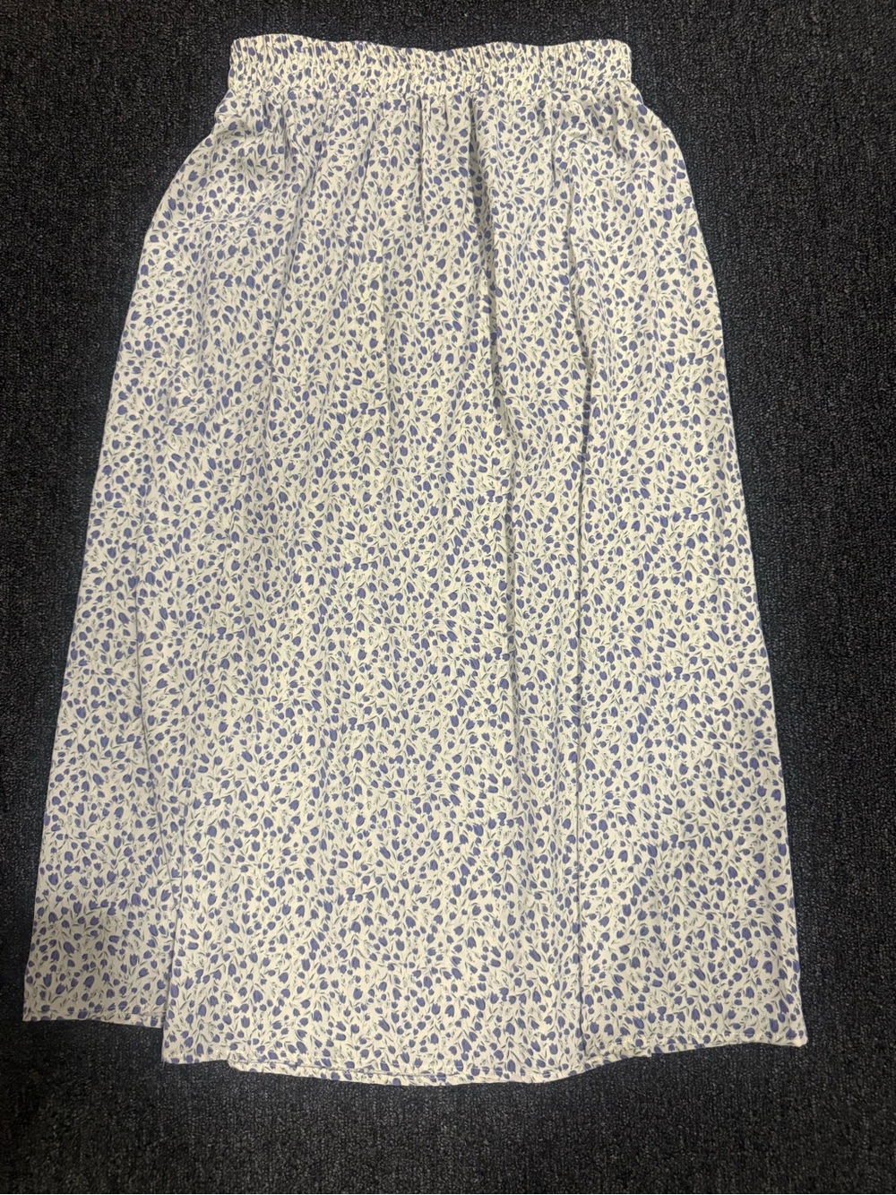 & Other Stories White Midi Skirt with Blue Floral Print
